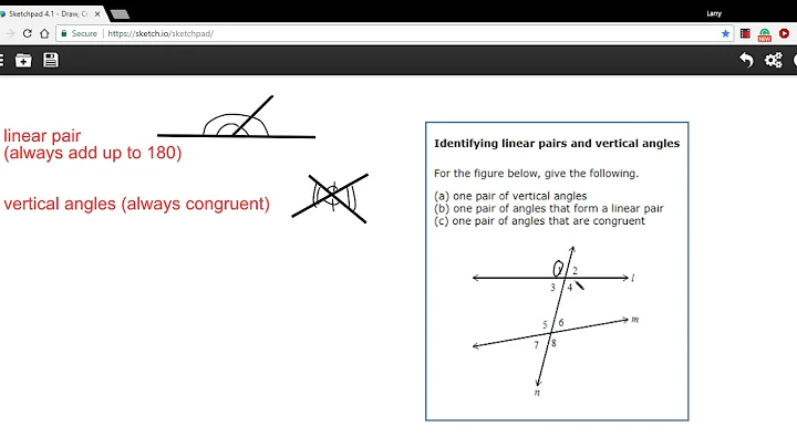 Identifying linear pairs and vertical angles
