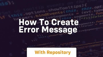 How to create error message