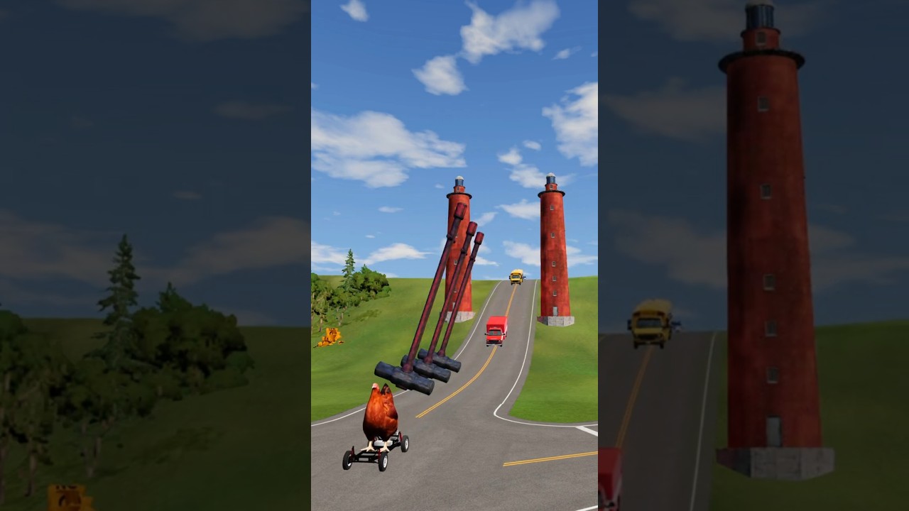 BeamNG Drive | Гигантский молот против автомобиля, часть 172 