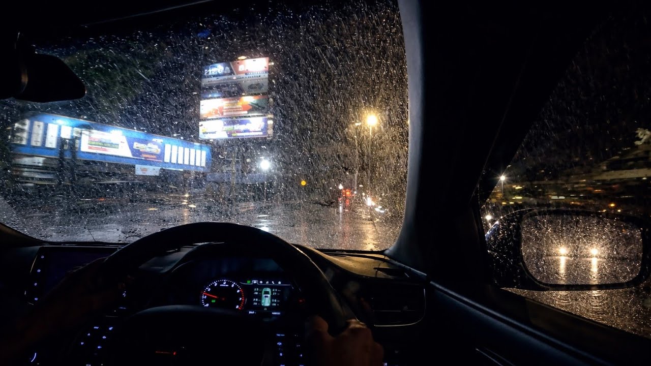 Driving in the rain at night for a good night's sleep (NO ADS) 😴
