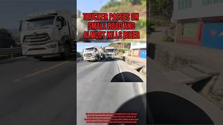 Trucker Passes On Small Road And Almost Kills Biker @riderjex on IG #biker#crash#motorcycle