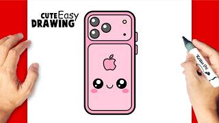 HOW TO DRAW A CUTE PINK iPHONE 18 PRO MAX 📱💗 | EASY KAWAII DRAWING