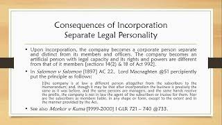 LLB COMPANY LAW LECTURES-   CONSEQUENCES/EFFECTS OF INCORPORATION AND LIFTING THE CORPORATE VEIL by GHANA LAW  TV 1,156 views 6 months ago 1 hour, 14 minutes