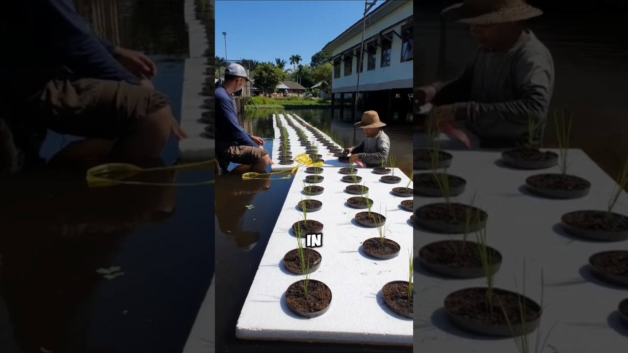 Выращивание риса в пруду для разведения рыбы 😱