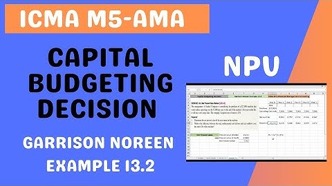 NPV | Capital Budgeting Decision | Garrison Noreen Example 13.2 | ICMA M-5 AMA Lectures"
