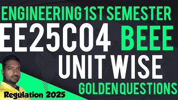 EE25C04|Important Questions|BEEE|1st semester|Regulation 2025|Important questions|Engineering king|