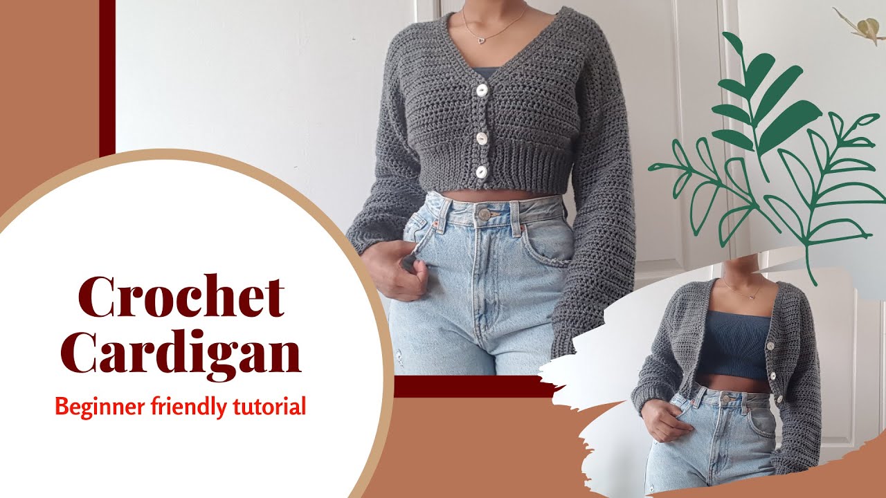 SIMPLE Crochet Cardigan (Tutorial) | DIY  | Cropped Crochet Cardigan | Crochet Sweater Tutorial