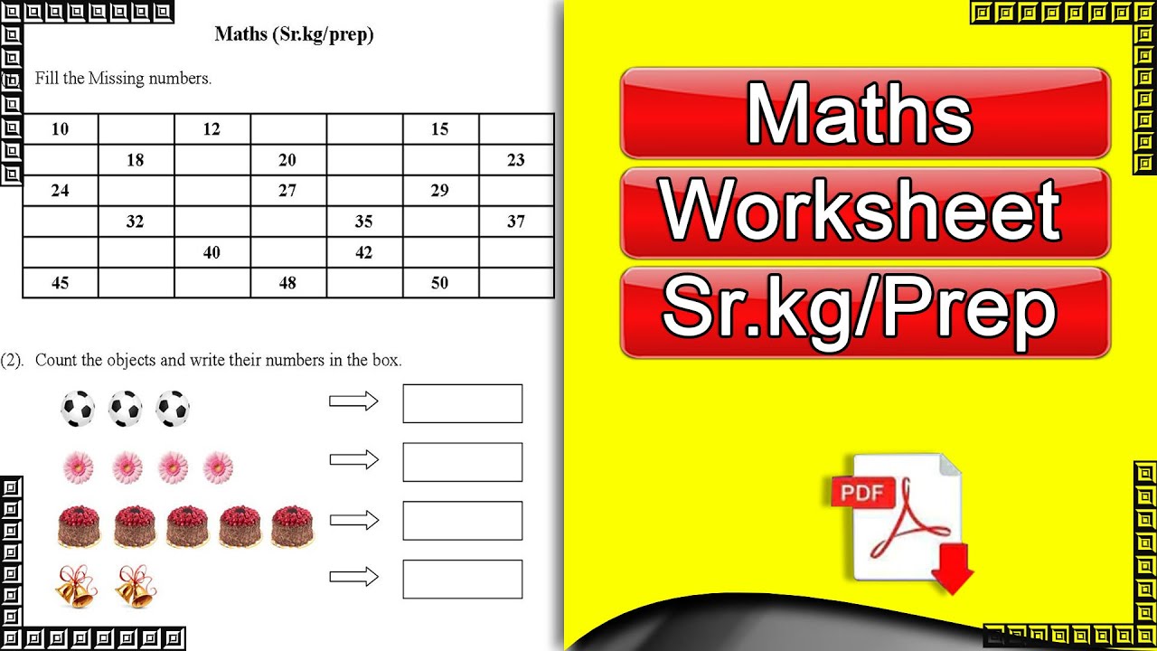 Maths Worksheet Sr Kg Maths Worksheet For Kids Youtube