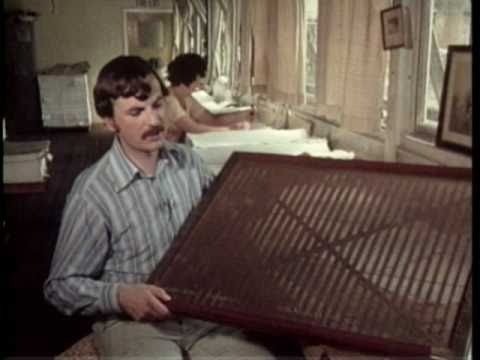 Papermaking by hand at Hayle Mill, England in 1976