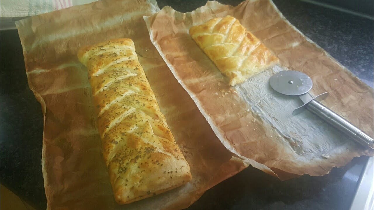 Trenza de hojaldre rellena de pavo y queso gorgonzola