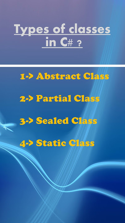 How Many Types of Classes in c# | #csharp - YouTube