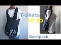DIY ティ-シャツ を切って作ったリュックサック エコバッグ backpack