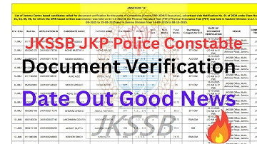 JKP Police Constable Big Update 🔥 Good News |JKSSB Document Verification Date Out 