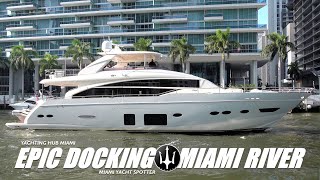 Docking a Princess 88' like a Pro!  Epic @ Miami River. Yachtspotter