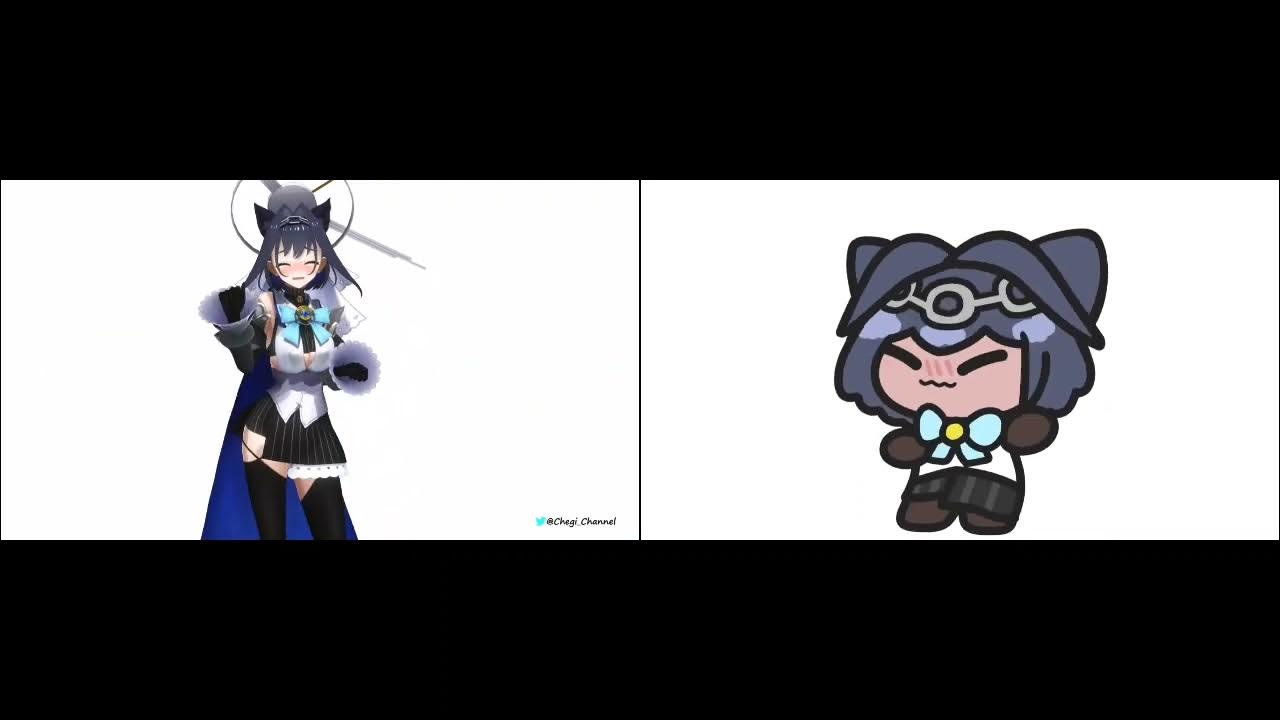 Kronii sad cat dance (@chegichannel and @superappleman4725) - side by