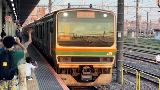 E231系1000番台ﾔﾏU508編成が快速ラビット宇都宮行きとして尾久駅2番線を通過するシーン（3551M）2024.6.29.18:33