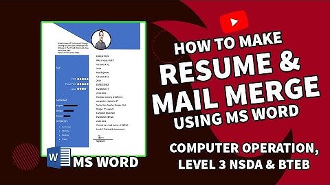 Resume & Mail merge using MS Word project as per specification Computer Operation, Level-3 ।। NSDA