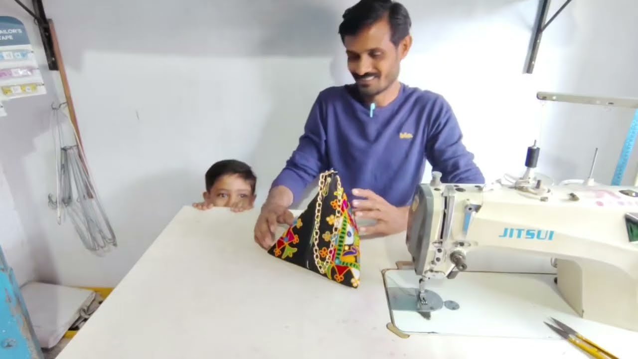 How to make party wear triangle bag at home || samosa bag stitching at home 