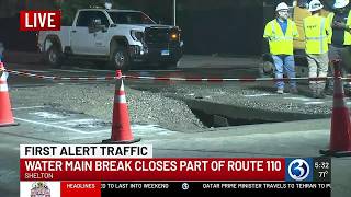 Water main break closes Route 110 in Shelton