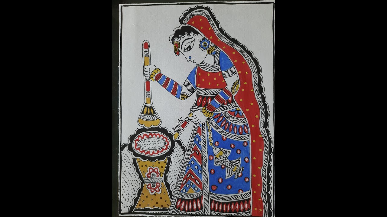 Madhubani Painting for beginners | Tutorial Painting | Village painting ...
