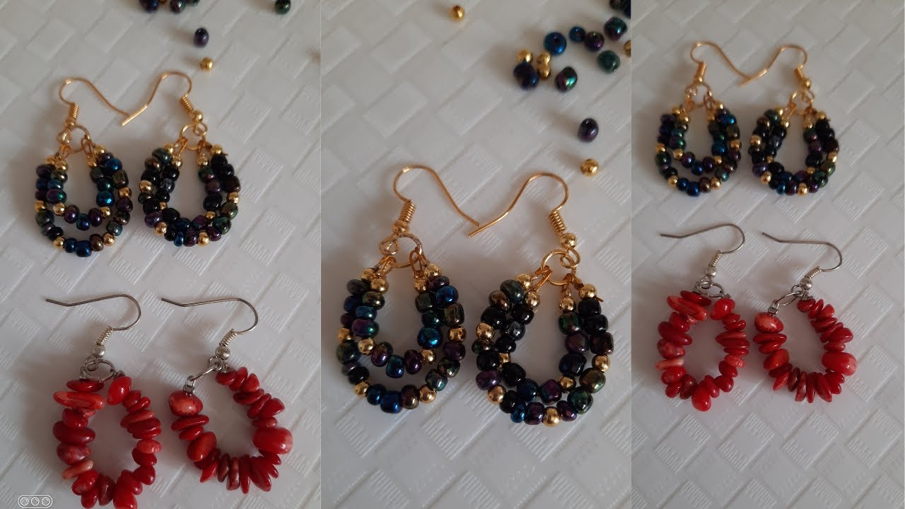 Beaded Hoop earrings easy to make diy YouTube