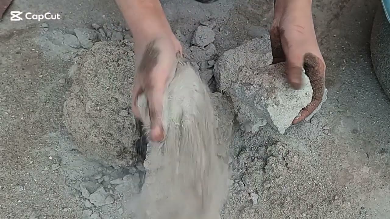 New video of fluffy white ashes ⚱️ texture chunks crumbling dry in floor with long dust play 💝