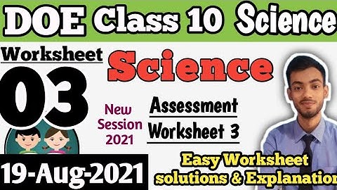 Class 10 Science Assessment Worksheet 3 || Assessment Worksheet 3 Class 10 Science English medium