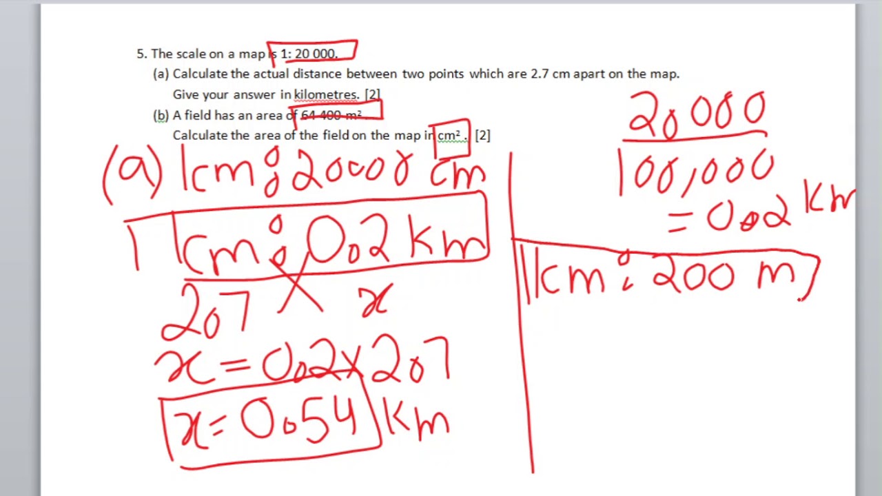 IGCSE Math 0580 Topic 9/50 : Map Scales [Worksheet in description