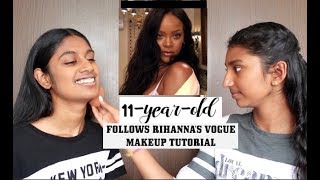 11-year-old Tries Following Rihanna's Vogue Makeup Tutorial | Shakanya and Saathana