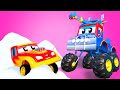 Supernáklaďák Super Monster truck a závodní auto potřebují potíž Město Aut - Animáky pro děti