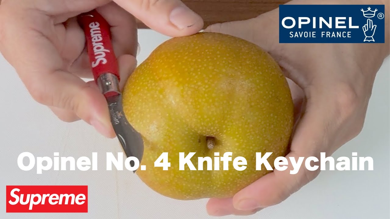 Supreme] Opinel No. 4 Knife Keychain Review! Includes Pear Peeling