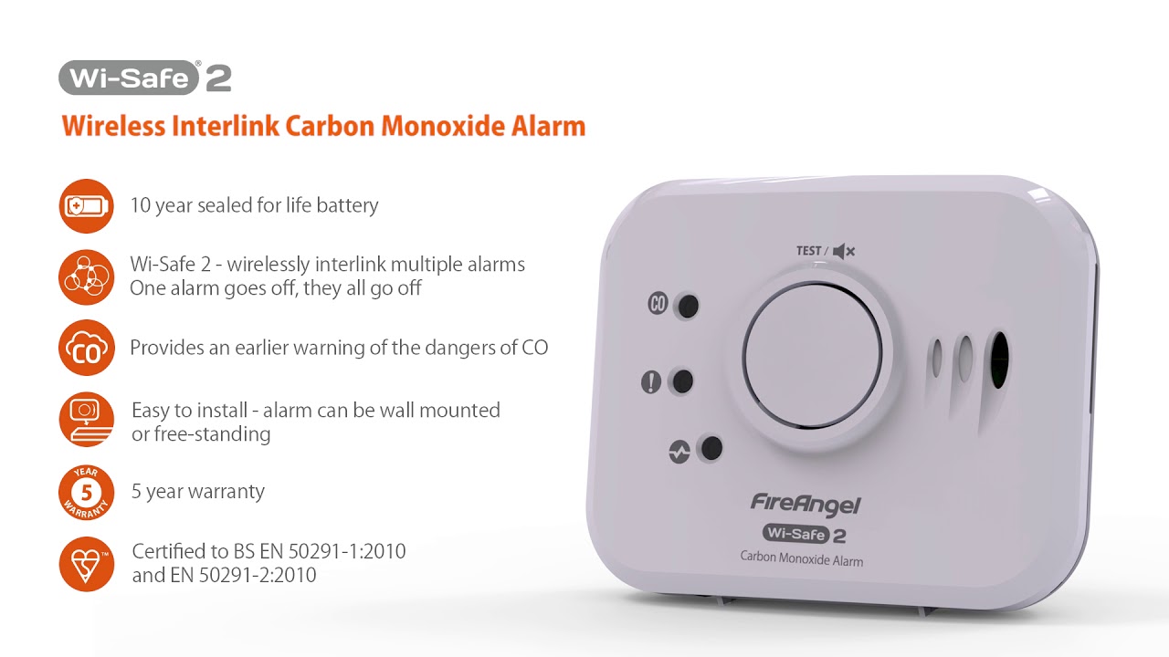 FIREANGEL W2-CO-10XQ WIRELESS INTERLINK CARBON MONOXIDE ALARM