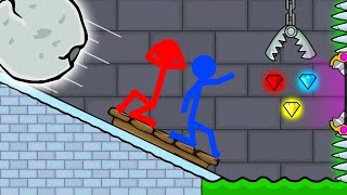 Watergirl and Fireboy Stickman animation -( ice light run 2)  Diamond Parkour 2. screenshot 4