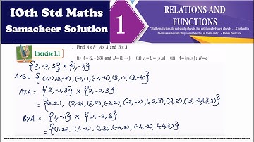 10th Std Maths Ex.1.1 (1) Find AxB, AxA and BxA if (i) A= { 2,-2,3} and B= {1,-4} (ii) A=B= {p,q},