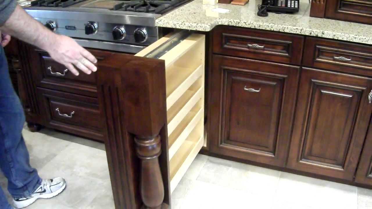 Hidden Spice Rack In Custom Kitchen Cabinet Youtube