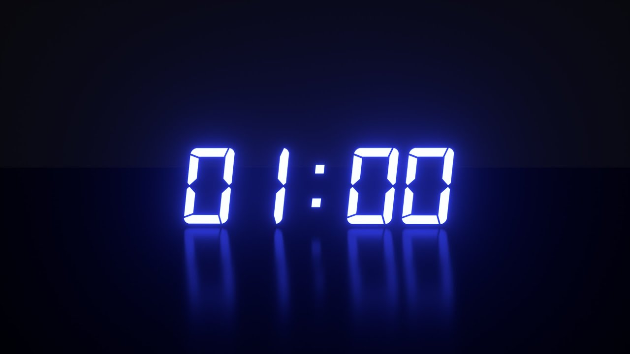 1 Minute Timer with Glowing Digital Numbers and Alarm sound - YouTube