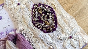 Making A Lace Snippet Roll For A Journal Cover ~ Using Up Fabric Scraps ~ Lapbook Folio Pt 3