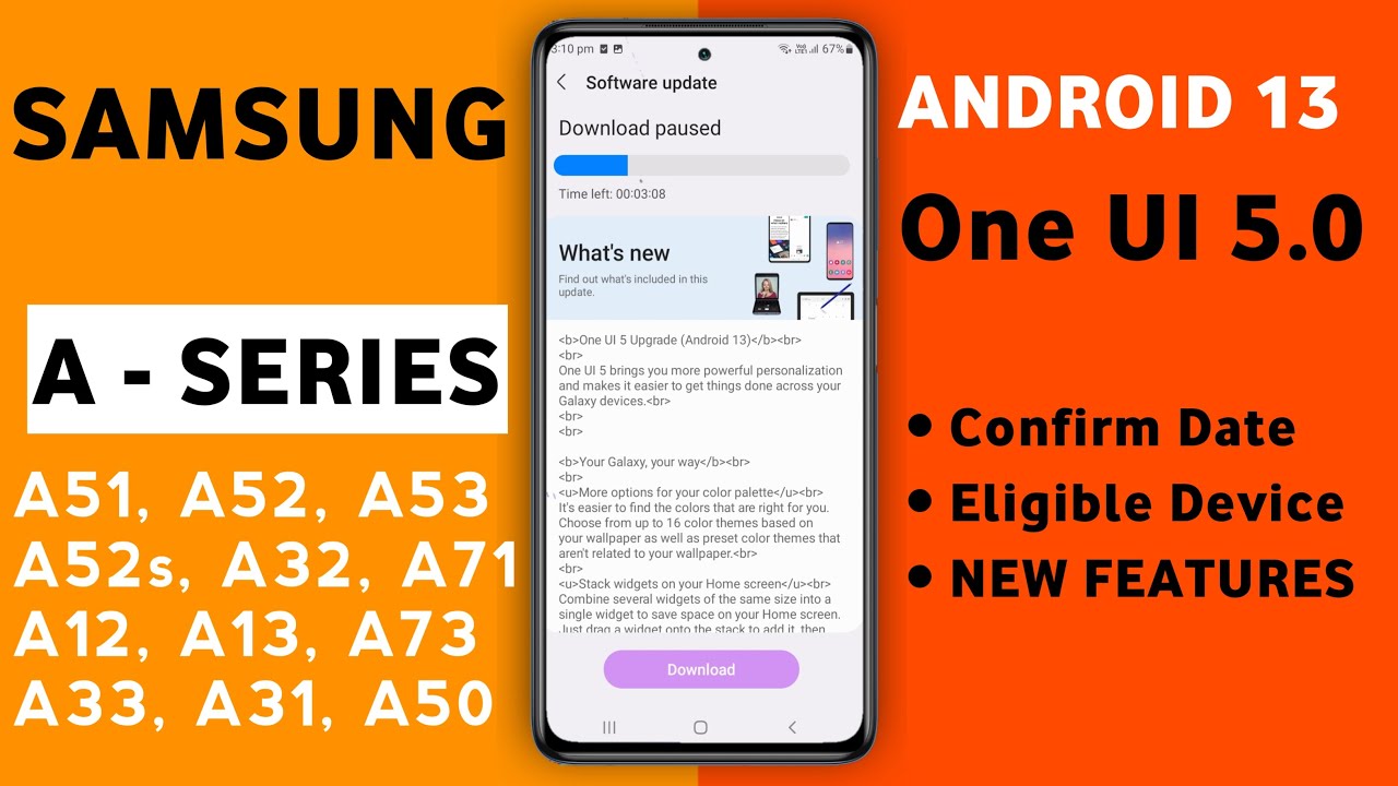 samsung a52 a71 5g android 13 update one ui 5 software features galaxy