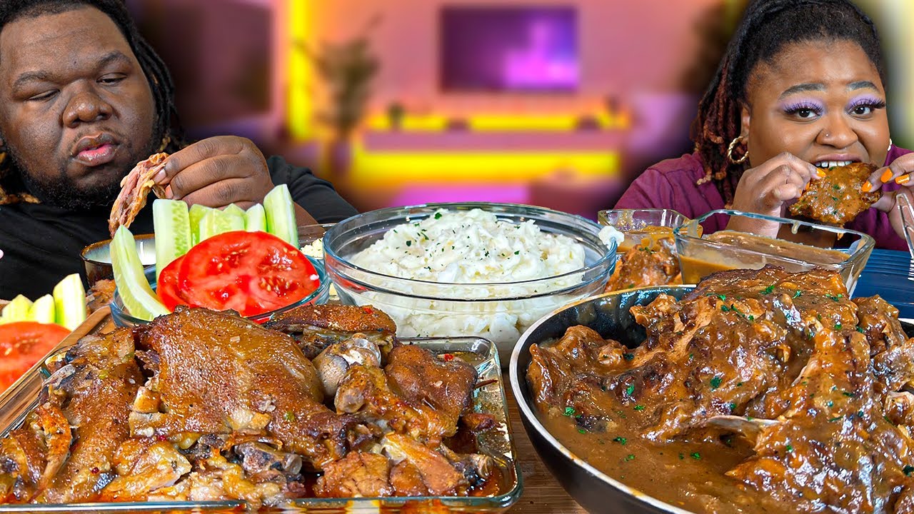 COUNTRY EATIN!! PIG TAILS, PIG FEET, & SMOTHERED PORK CHOPS!!! SOUL FOOD! | MUKKBANG EATING SHOW