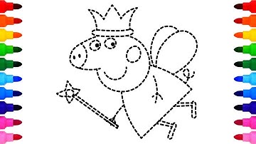 [색칠놀이]페파피그 점선 그림을 따라서 그리고 크레용으로 색칠을 하면서 색상 배우기| Drawing and Coloring Dotted Line Peppa Pig Picture