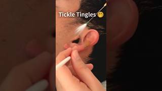 Tickle Tingles 🤭 Nylon Thread & Feather Bonten Ear Cleaning ASMR #Shorts