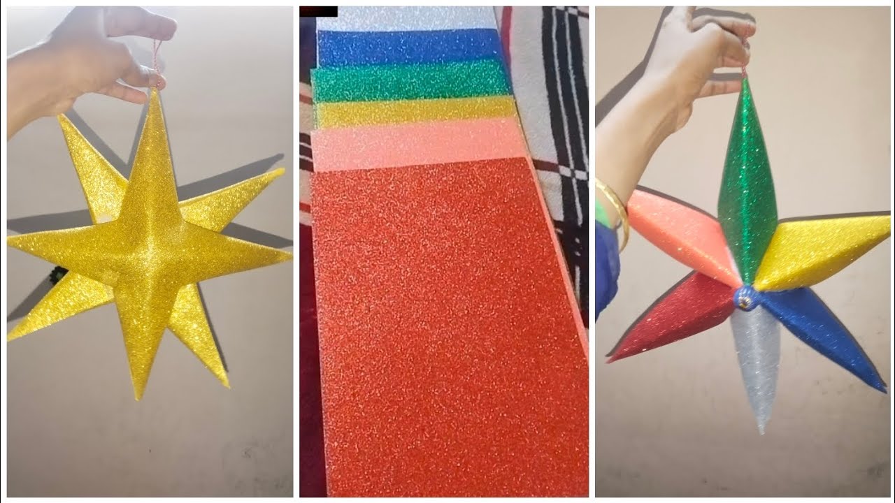 How to make Christmas star using with glitter sheets-DIY 