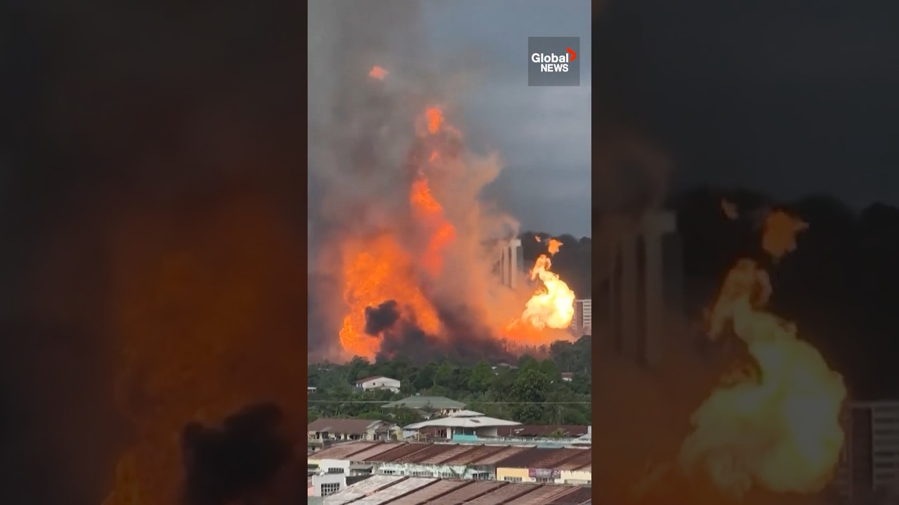 Huge fire erupts from burst gas pipeline in Malaysia