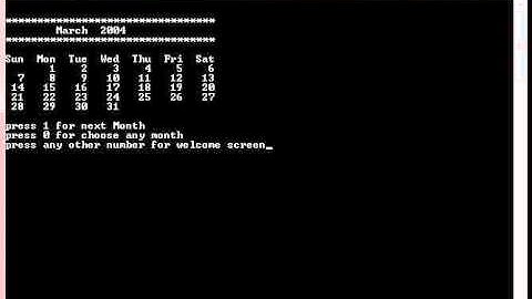 Calendar Project in C language