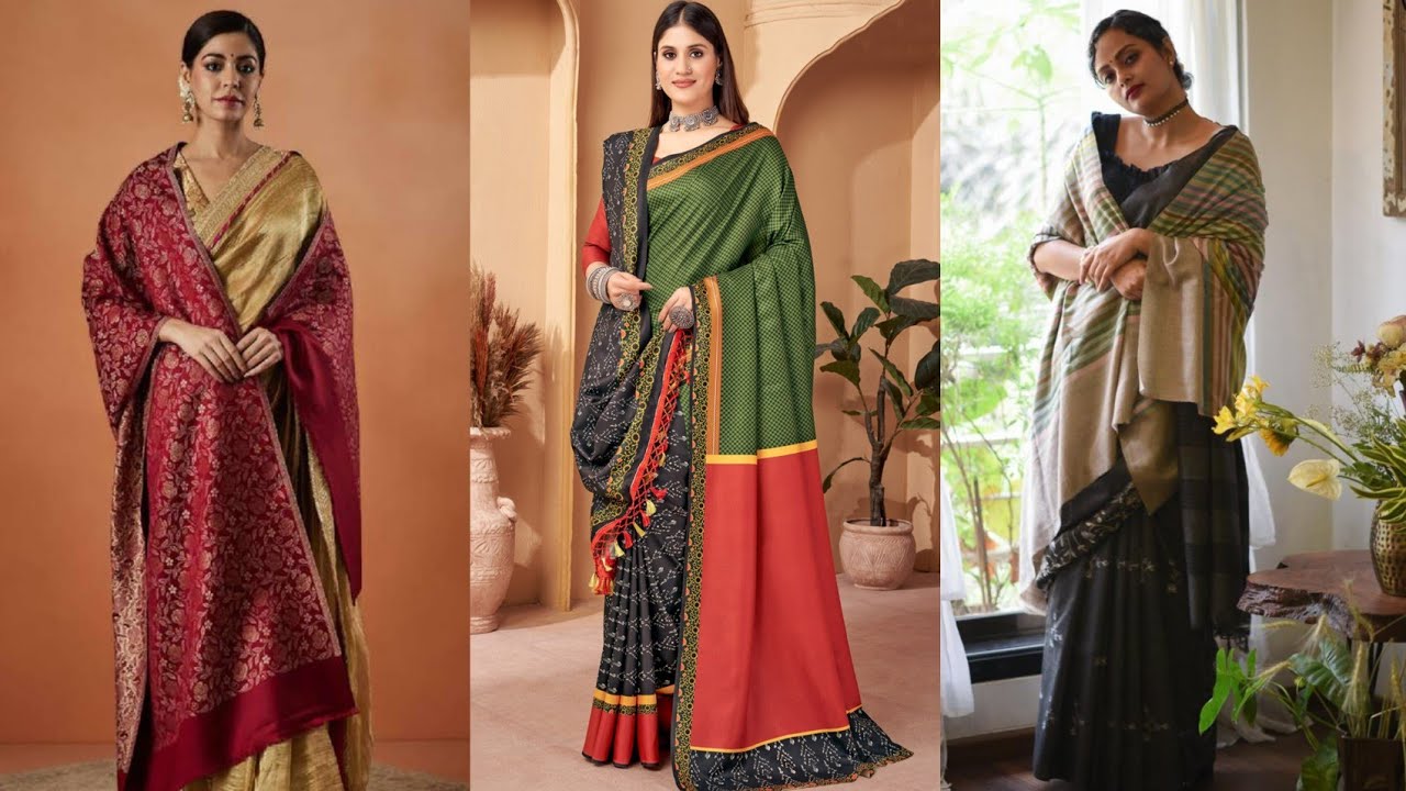 winter saree style with shawl ✨️✨️