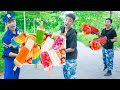 Battle Nerf War: shopowner & Blue Police Practice Skills Nerf Guns Robbers Group POPSICLE BATTLE