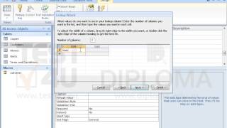 In the Customers table insert a new field named Sex, in Number data type and byte field size....