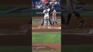 Alfonso Márquez had to leave the game after being hit in the face mask by a foul ball.