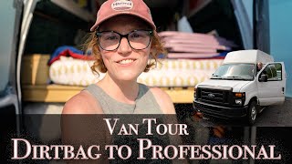 Quick VAN TOUR | High-top Ford Econoline with 316,000 miles | Solo Female #vanlife