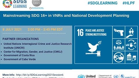 SDG Learning 2021 - Session 6: Mainstreaming SDG 16+ in VNRs and National Development Planning